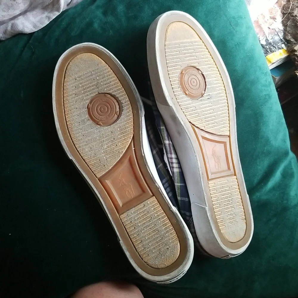 Polo - Ralph Lauren - Plaid Madras Boat Shoe Mocs Mens Sz 9 - Picture 6 of 7